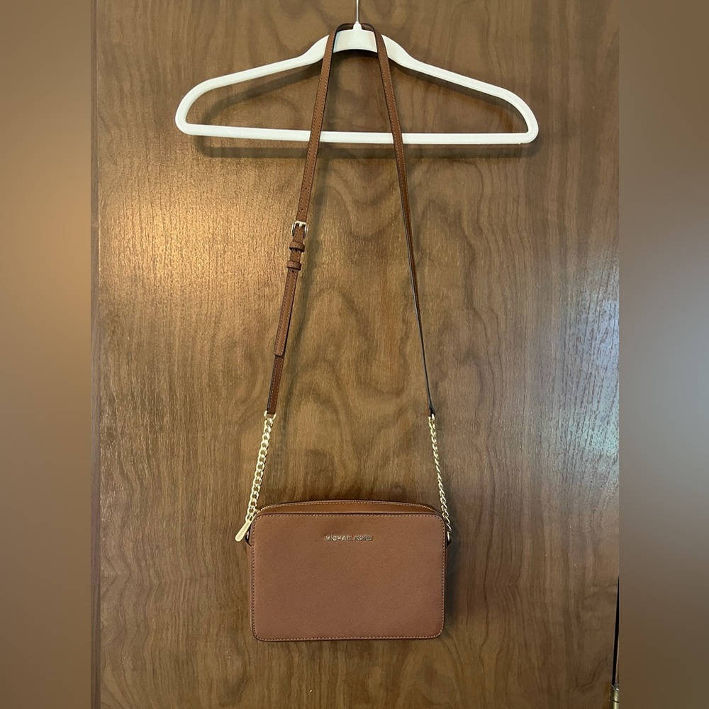 Michael Kors brown leather crossbody purse